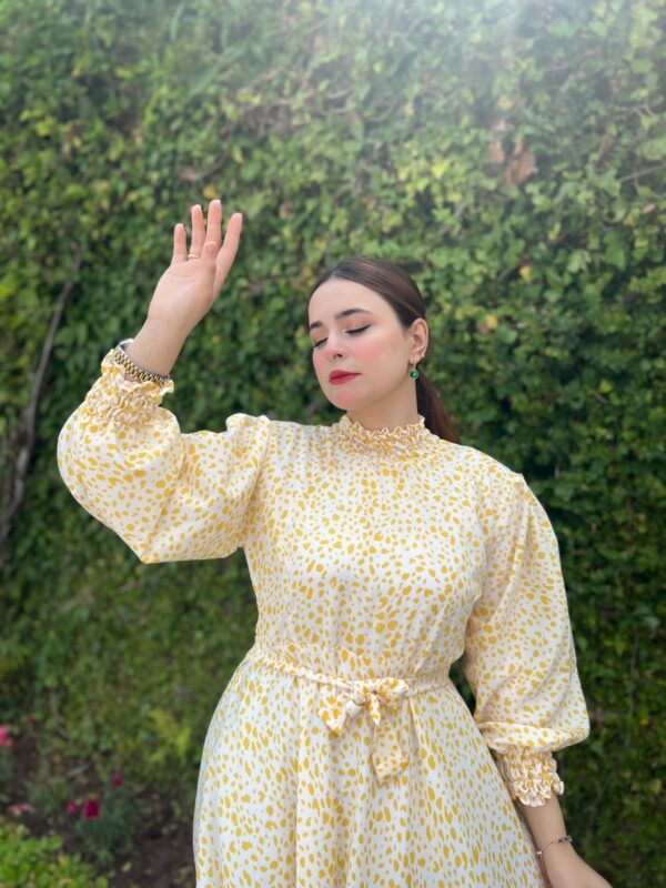 Stunning Yellow Long Printed Frock