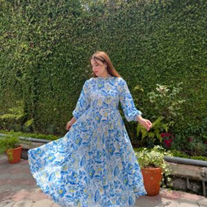 Sky Floral Printed Frock